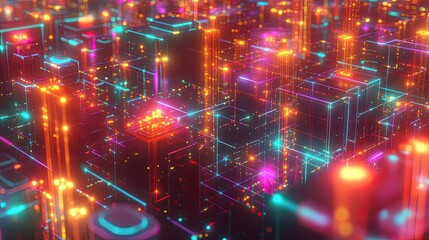 Obraz premium Futuristic Cityscape Technology Concept