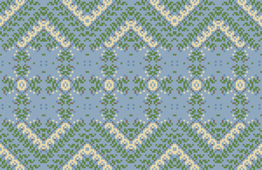 Pixel Art Arabic Pattern Wallpaperfolk Embroidery, Aztec Geometric Ornament Print. Design for Carpet, Wallpaper, Clothing, Wrapping, Fabric