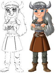 Naklejka premium Confident Viking Warrior Illustration