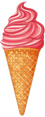 Delicious Strawberry Ice Cream Cone