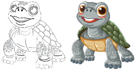 Happy Cartoon Turtle Illustration