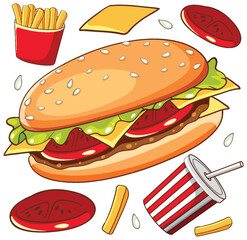 Delicious Fast Food Seamless Pattern