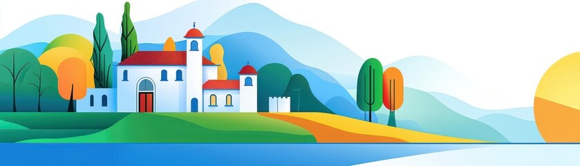 Naklejka premium Cultural revolution renaissance theme water color Split-complementary color scheme