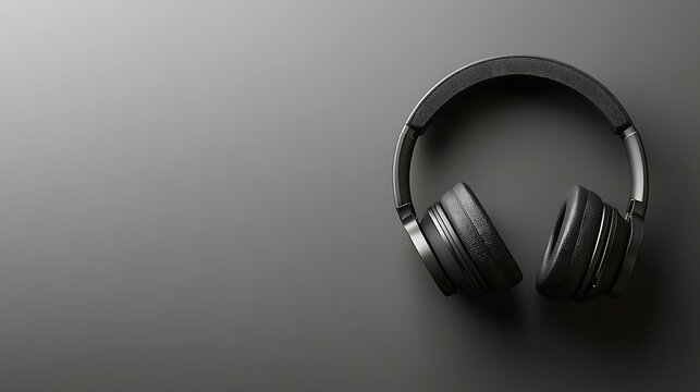 A pair of headphones with blank earpieces positioned on a smooth surface, ready for logo or branding mockup