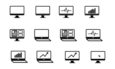 Computer icon set. computer monitor and laptop icon set vector.