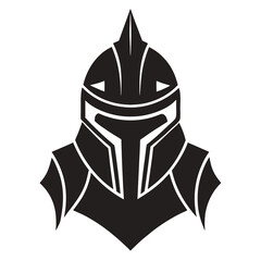 Armour helmet silhouette vector line art illustration