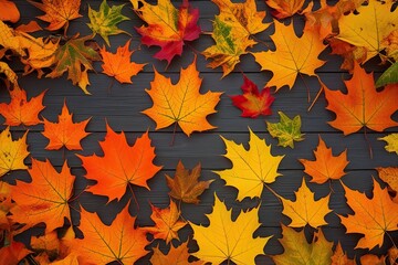 Fototapeta premium Colorful Autumn Leaves Background with Bright Orange and Yellow Foliage