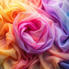 High angle view of pink rose on textile