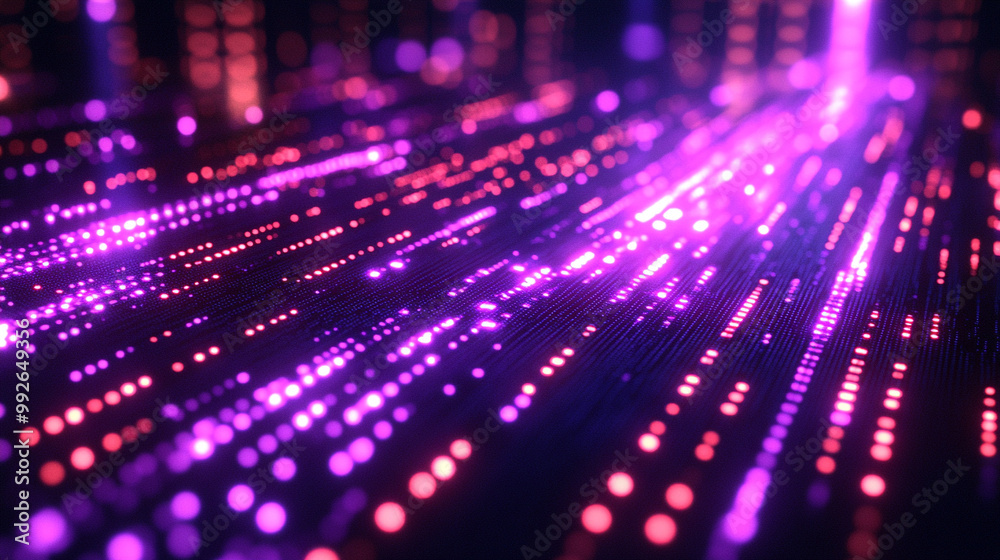 Poster abstract representation of blockchain and online storage technology, showcasing interconnected block