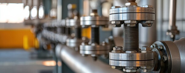 industrial pipe fittings showcasing precision engineering and modern design in a factory setting.