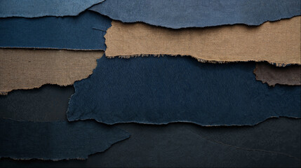 Fototapeta premium Blue and Beige Fabric Collage: Textured Background