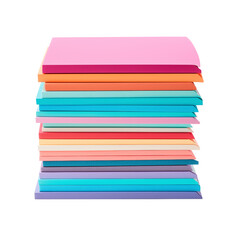 Stack of Bright and Colorful Notebooks Organized Neatly on a White Background