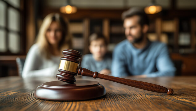 Wooden Blocks Spelling Divorce With Gavel and family. divorce and guardianship.
