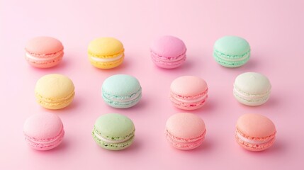 Obraz premium Playful macaron arrangement, colorful and cute, pastel shades