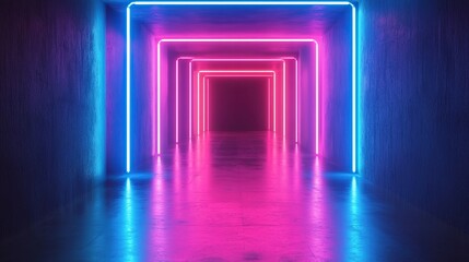 Neon Lights in a Dark Corridor