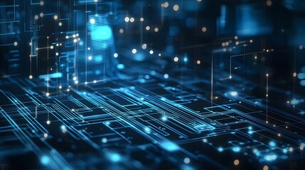 Obraz premium Futuristic Virtual Circuit Background with Holographic Effect