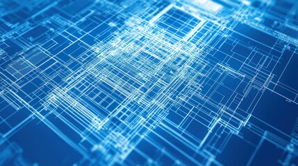 Fototapeta premium Blueprint of Architecture Featuring Detailed Technical Drawings of a Building's Structure