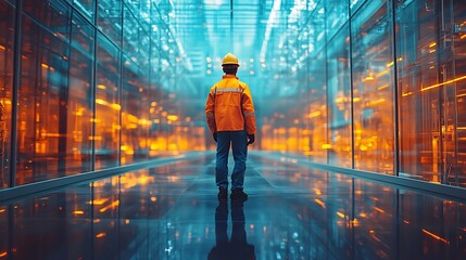 Electrical system inspection engineer inside the building 