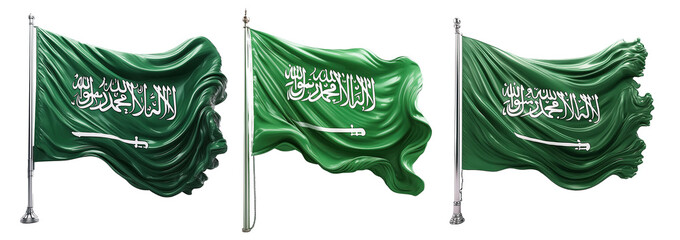 Saudi Arabian Flags Waving in the Wind