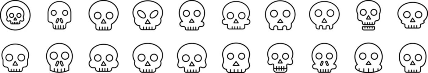Skull Related Icon Set. Editable Stroke. Suitable for Web Sites, Books, Cards, Apps