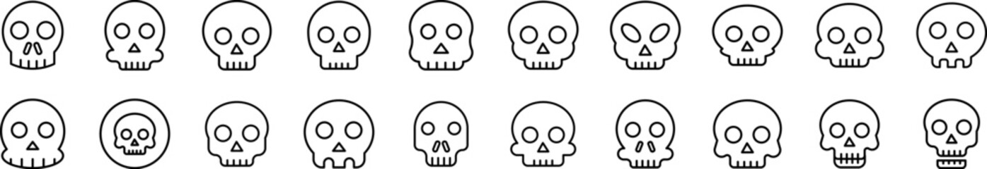 Skull Related Icon Set. Editable Stroke. Suitable for Web Sites, Books, Cards, Apps