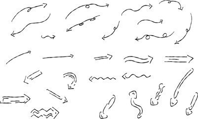 A set of stylish and cute arrows drawn in hand-drawn pen art. The simple design makes it easy to use for various purposes.