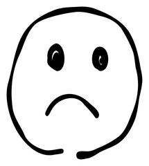 Fototapeta premium Hand-drawn emojis and emoticons expressing questions or thoughts. These materials, drawn in a pen-drawing style, feature simple and cute designs.