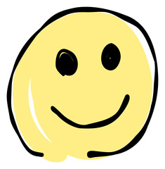 A hand-drawn smile emoji. Features a simple and cute yellow-based design. Stylish and versatile for various scenes.