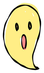 A hand-drawn surprised face emoji. Features a simple and cute yellow-based design. Stylish and versatile for various scenes.