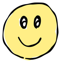 Hand-drawn emojis and emoticons expressing smiles and happiness. These materials, drawn in a pen-drawing style, feature simple and cute designs.