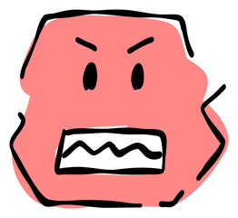 A hand-drawn angry face emoji. Features a simple and cute red-based design. Stylish and versatile for various scenes.