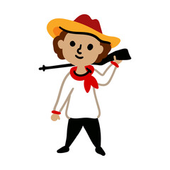 Funny cowboy character in cartoon style. Vector illustration isolated on white background