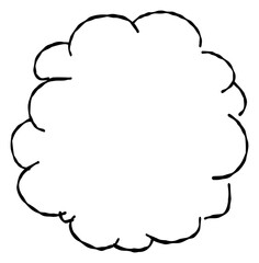 A hand-drawn fluffy speech bubble. Features a simple and easy-to-use design, perfect for emphasizing messages or comments.
