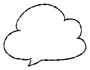A hand-drawn cloud-shaped speech bubble. Features a simple and easy-to-use design, perfect for emphasizing messages or comments.