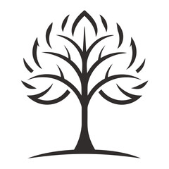 Drawing line tree logo design silhouette vector art illustration

