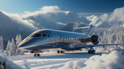 Lavish Jet in Snow-Covered Wilderness - Top-Tier Comfort, Cutting-Edge Tech, Family Adventure