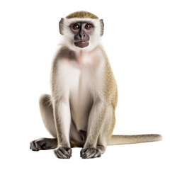 Fototapeta premium Sitting Monkey With Focused Gaze And Light Fur In A Relaxed Position