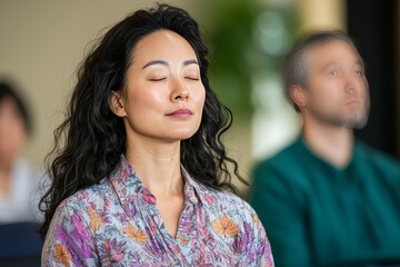 A Mindfulness Workshop Focusing On Stress Reduction Techniques. Participants Practice Progressive Muscle Relaxation