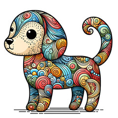 Obraz premium Colorful Cartoon Dog with Swirling Patterns