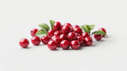 Bright 3D cranberries with shiny surfaces on a white background