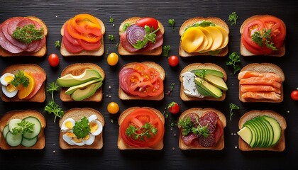 various sandwiches and ingredients on the table