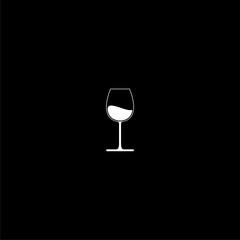 Wine glass sign icon isolated on dark background