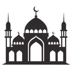 Elegant mosque silhouette vector line art illustration