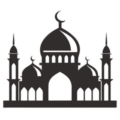 Elegant mosque silhouette vector line art illustration