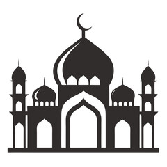 Elegant mosque silhouette vector line art illustration