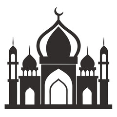 Elegant mosque silhouette vector line art illustration