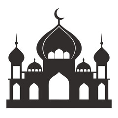 Elegant mosque silhouette vector line art illustration
