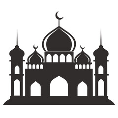 Elegant mosque silhouette vector line art illustration