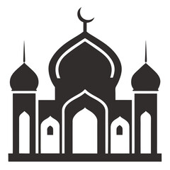 Elegant mosque silhouette vector line art illustration