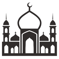 Elegant mosque silhouette vector line art illustration